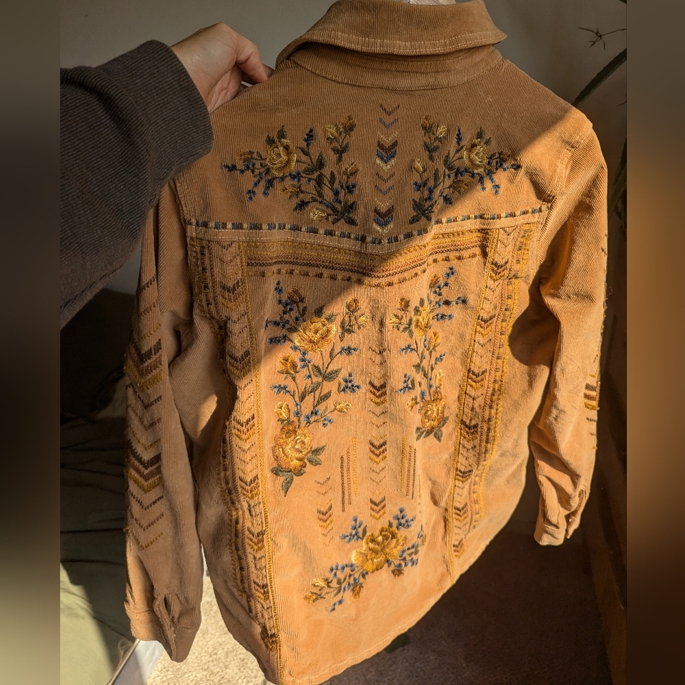 Embroidered Corduroy button up